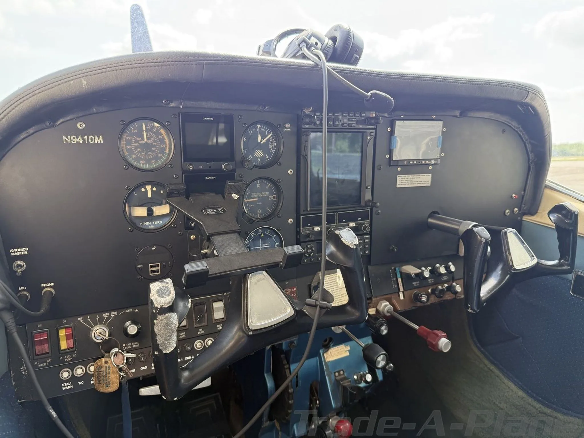 The instrument panel of the aircraft.