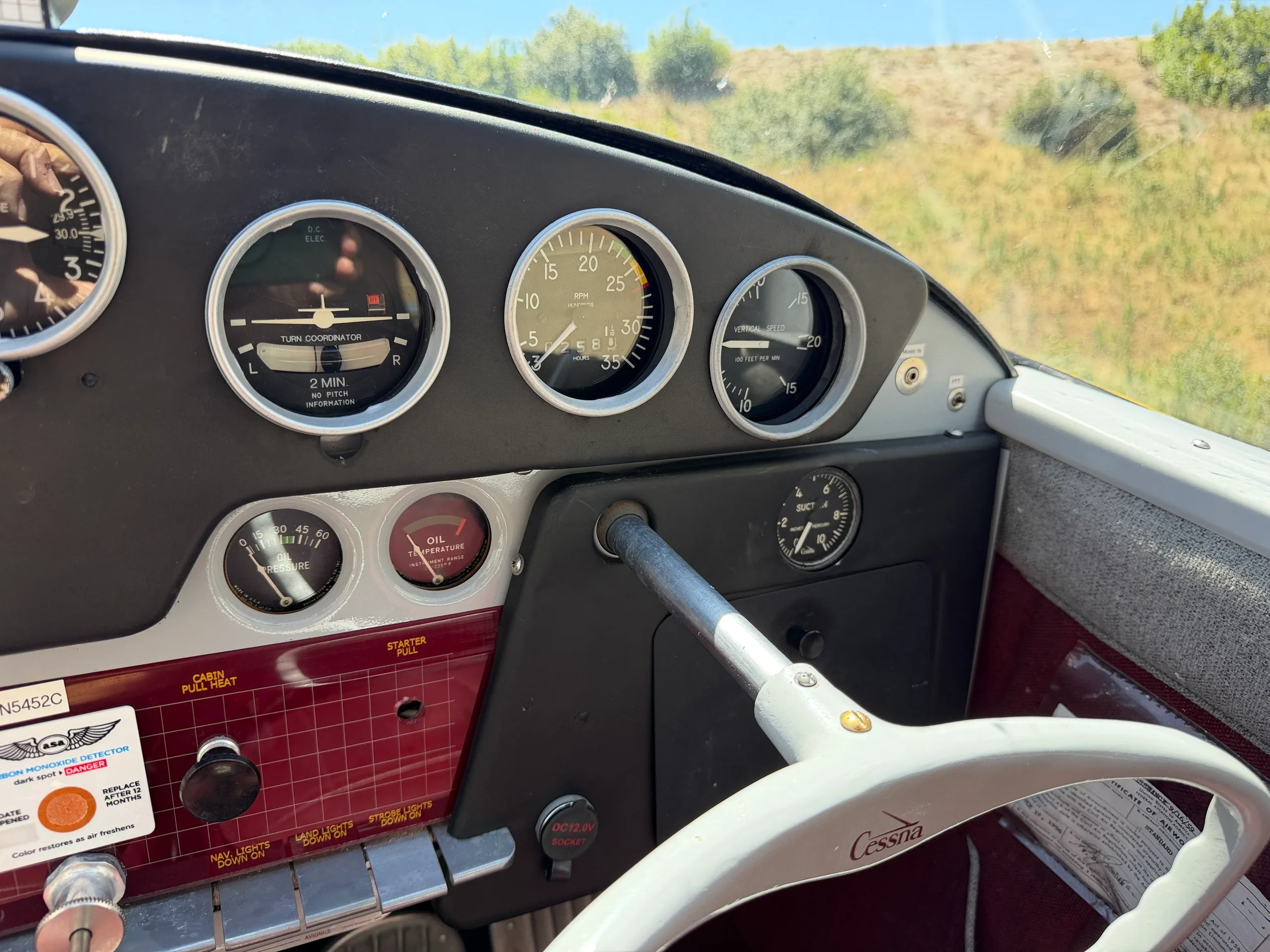 Close-up of the right side of the aircraft's instrument panel with gauges and controls.