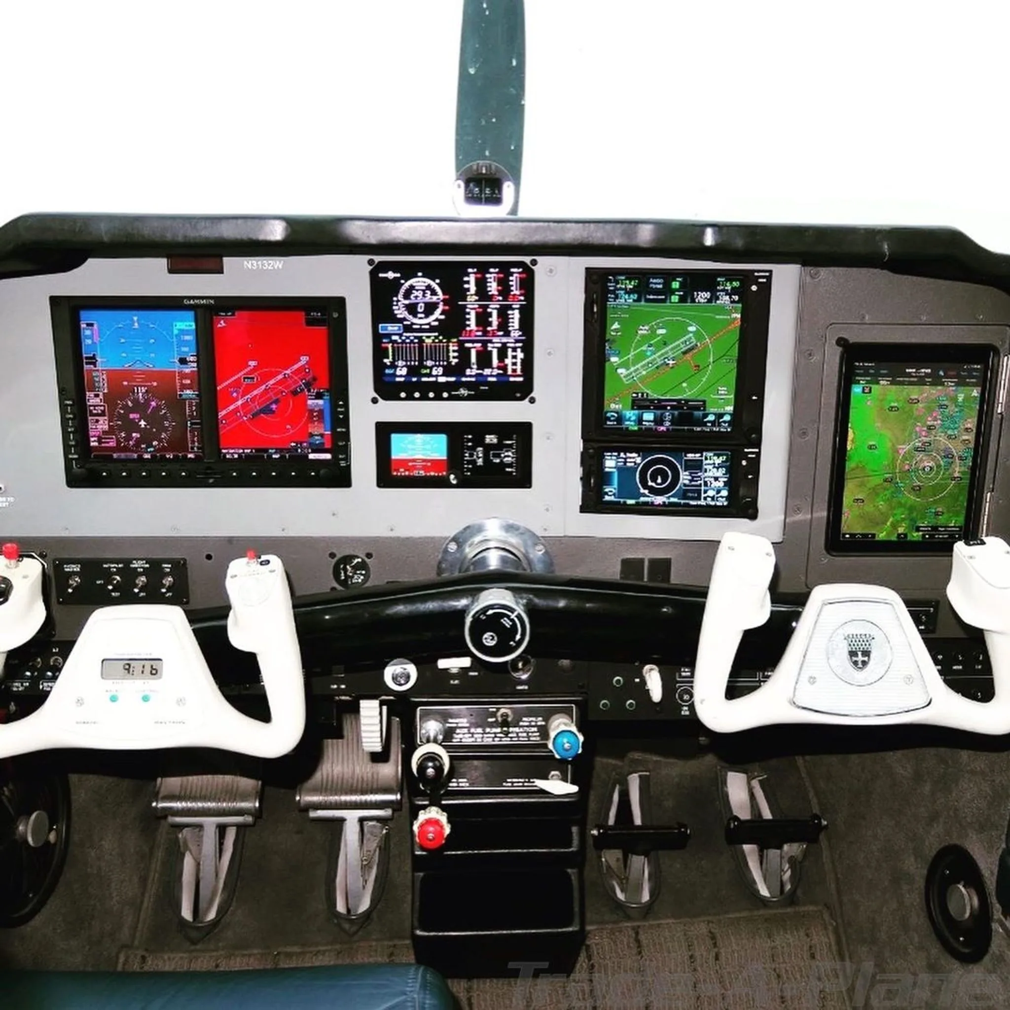 The instrument panel of the aircraft.