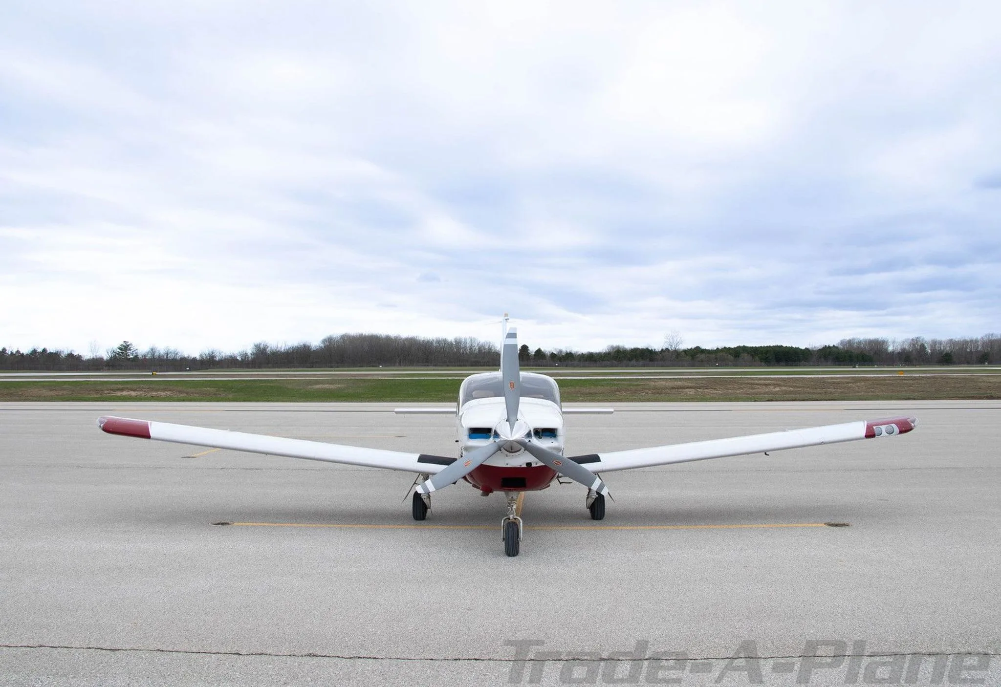 Rear view of the aircraft on the tarmac.