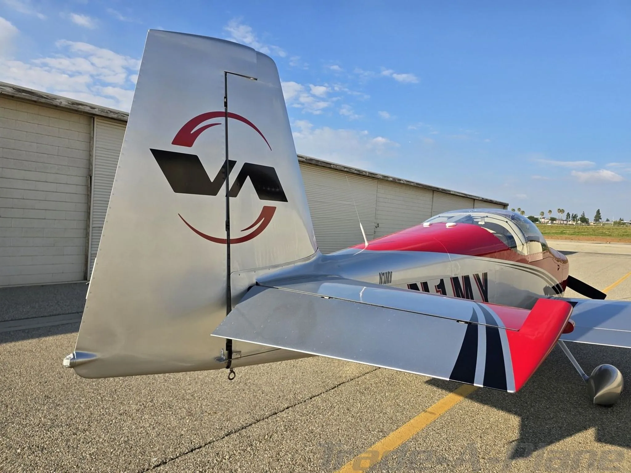 Close-up of the tail section of the VANS RV-7A.