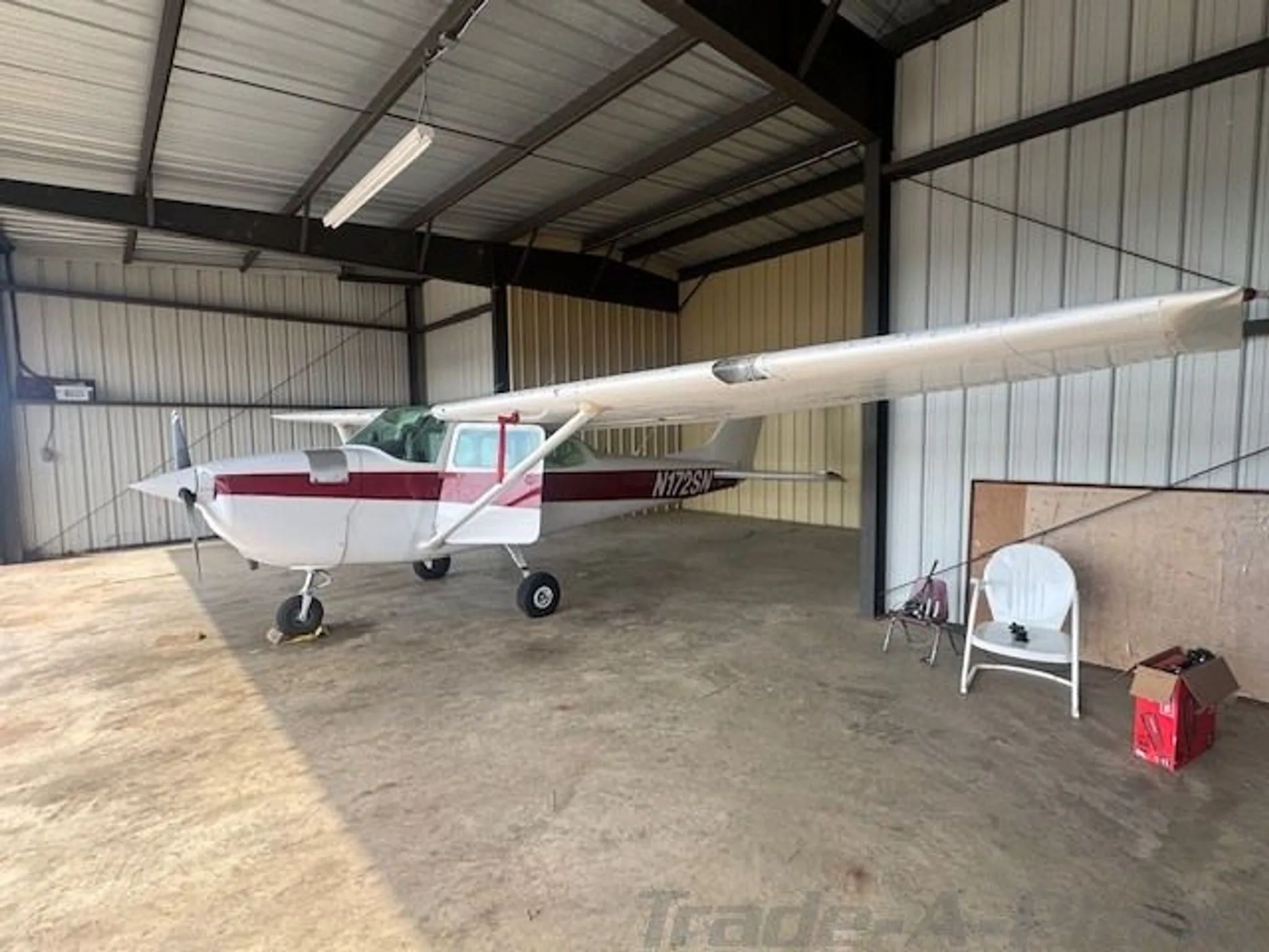 Cessna 172K Skyhawk parked in a hangar.
