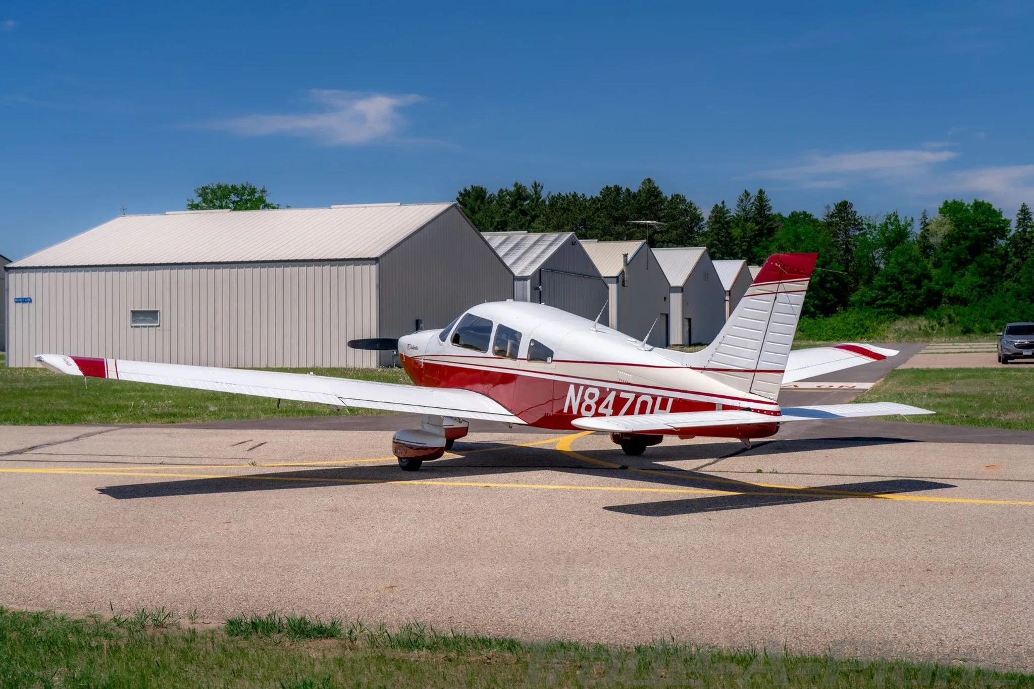 Rear view of the Piper Dakota on the runway.