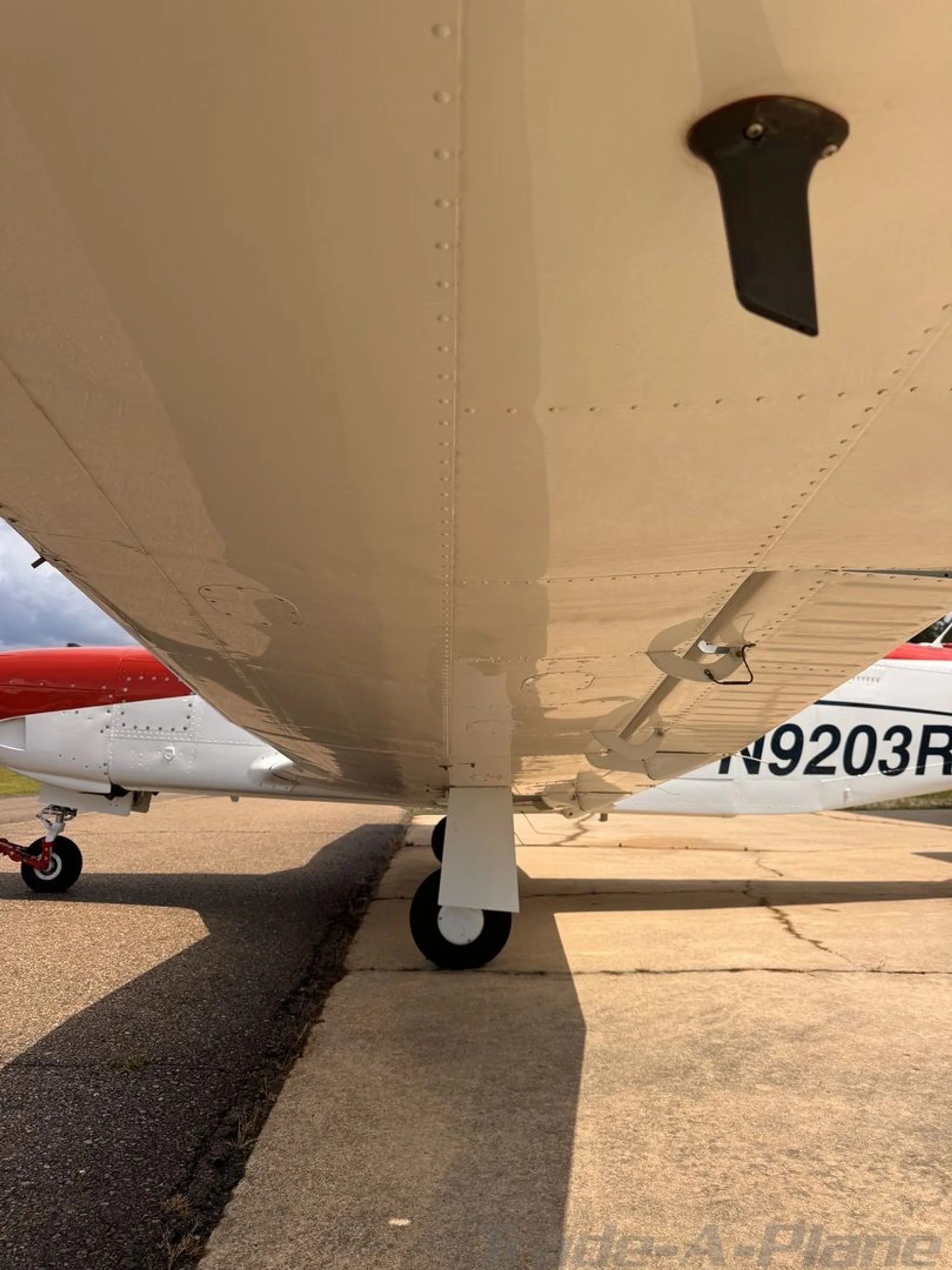 Underside view of the aircraft.