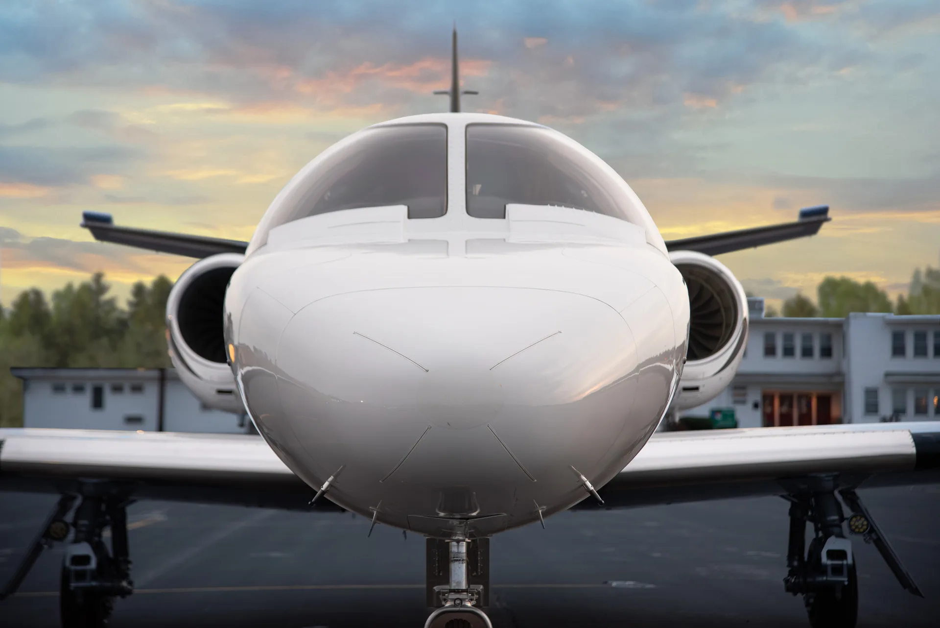 A close-up of the front of a Citation Bravo aircraft.
