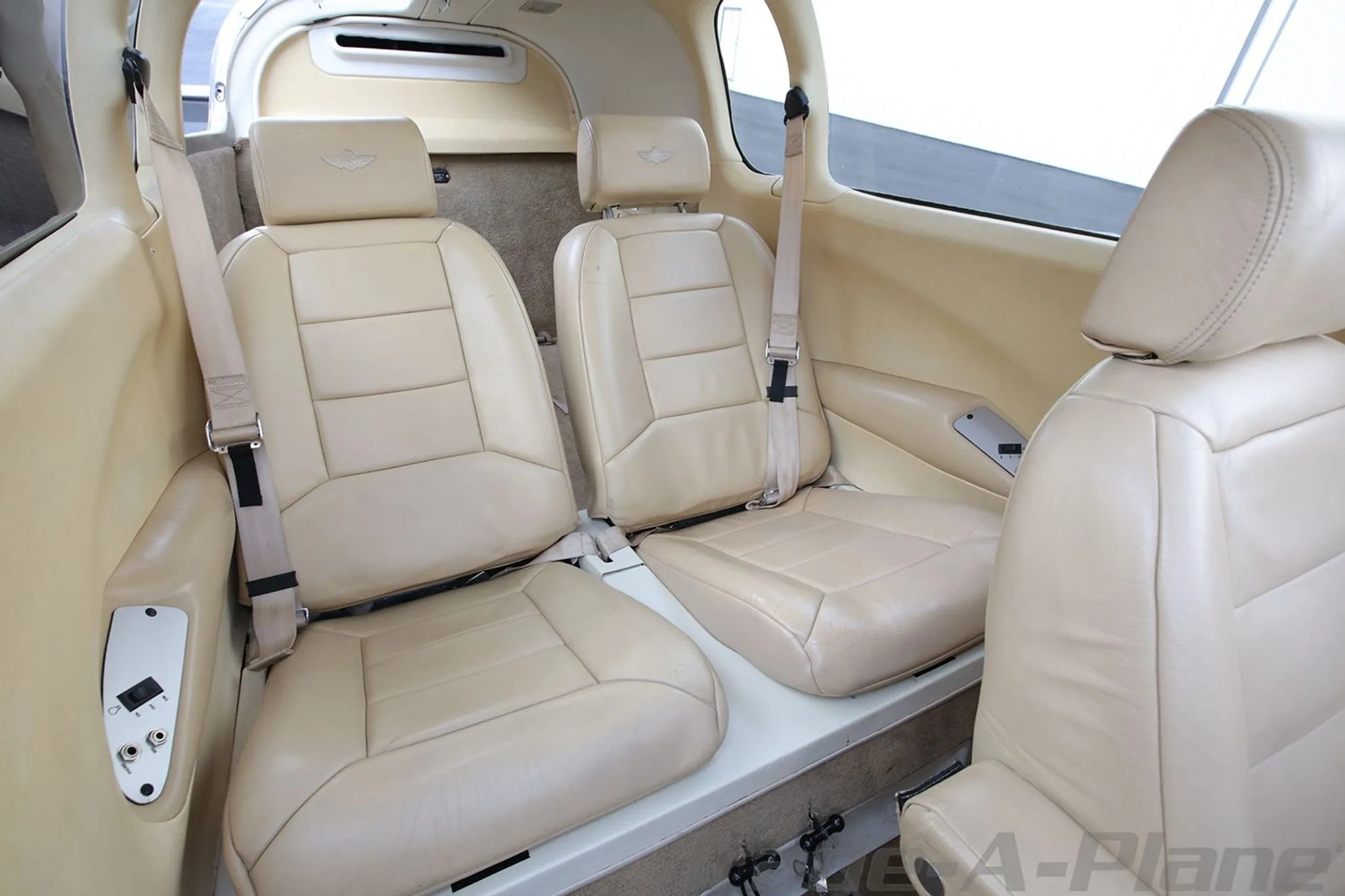 The interior seating arrangement of the aircraft.