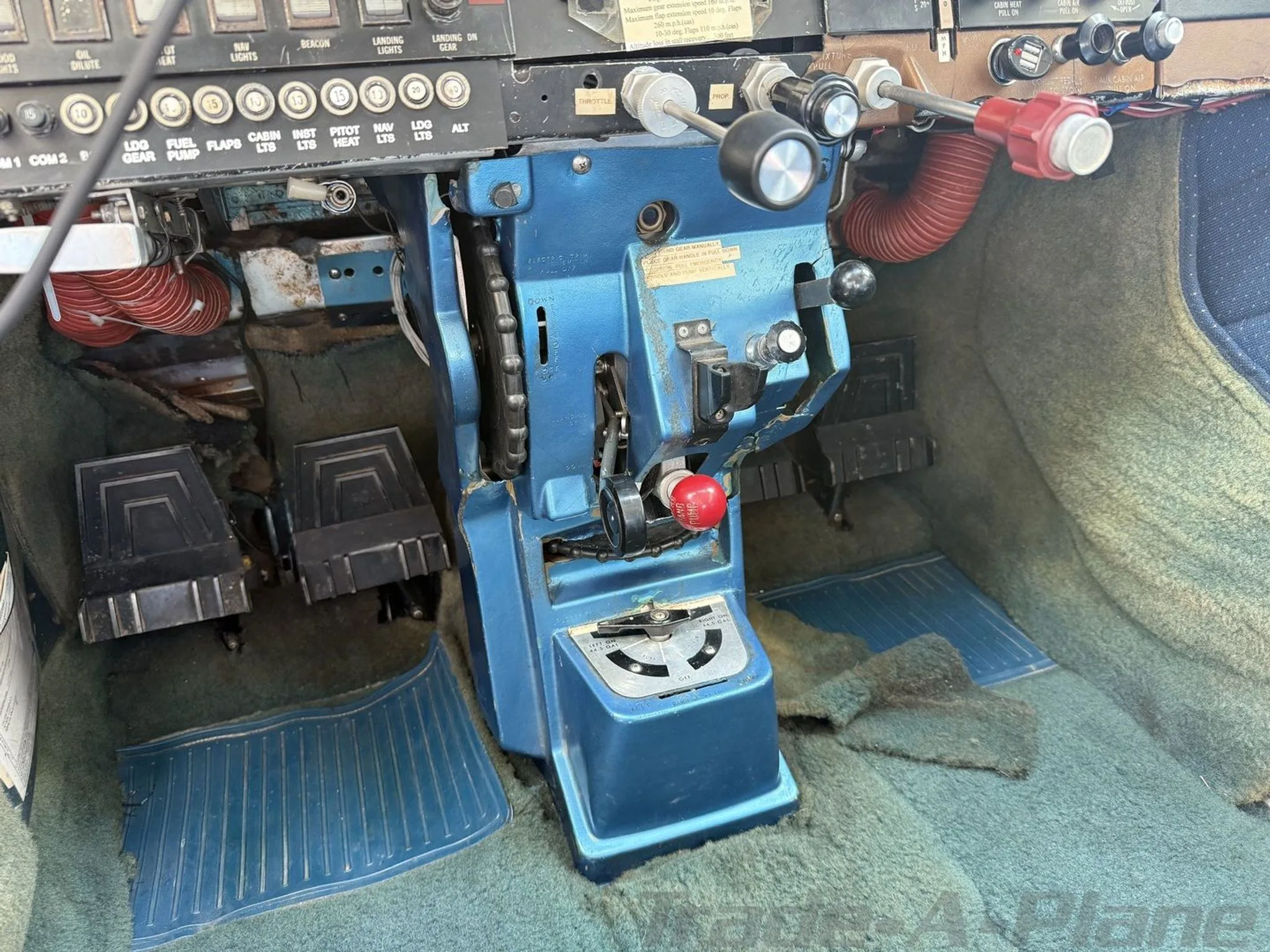 The control area of the aircraft cockpit.
